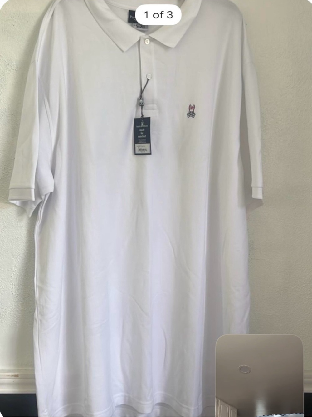 Psycho Bunny White Polo with Pink Bunny Logo new with tags